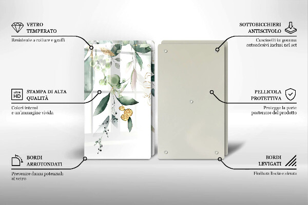 Proteção de parede do fogão a gás Folhas em aquarela
