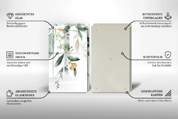 Proteção de parede do fogão a gás Folhas em aquarela