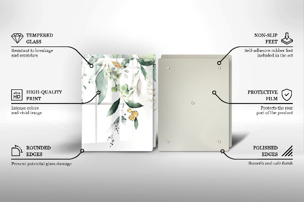 Proteção de parede do fogão a gás Folhas em aquarela