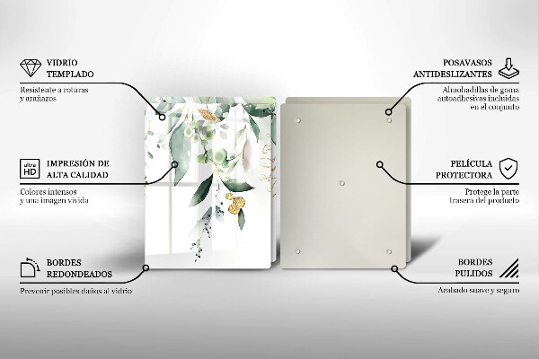 Proteção de parede do fogão a gás Folhas em aquarela