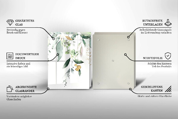 Proteção de parede do fogão a gás Folhas em aquarela