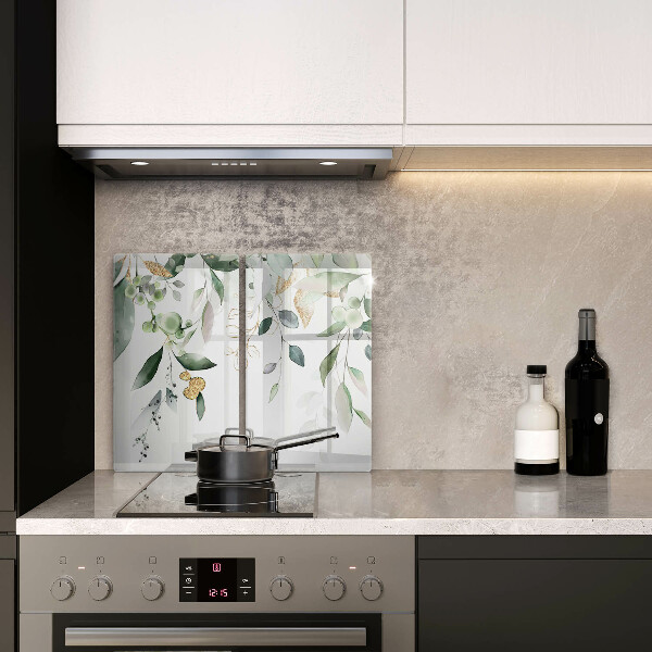 Proteção de parede do fogão a gás Folhas em aquarela