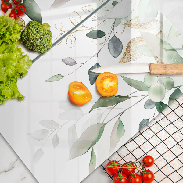 Proteção de parede do fogão a gás Folhas em aquarela