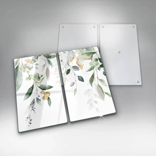 Proteção de parede do fogão a gás Folhas em aquarela