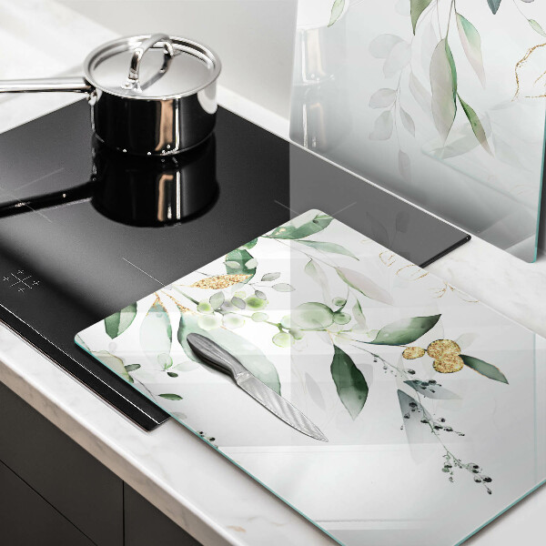Proteção de parede do fogão a gás Folhas em aquarela