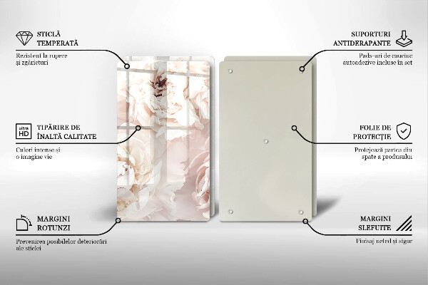 Tampa de parede do fogão a gás Peônias em tons pastel