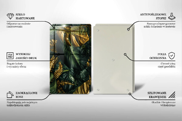 Tampa de parede do fogão a gás Folhas douradas de monstera