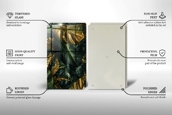 Tampa de parede do fogão a gás Folhas douradas de monstera