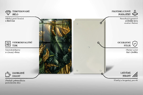 Tampa de parede do fogão a gás Folhas douradas de monstera