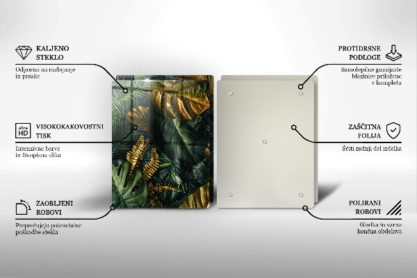 Tampa de parede do fogão a gás Folhas douradas de monstera