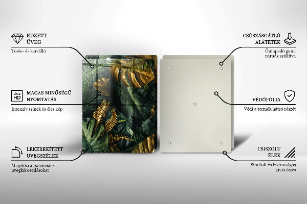 Tampa de parede do fogão a gás Folhas douradas de monstera