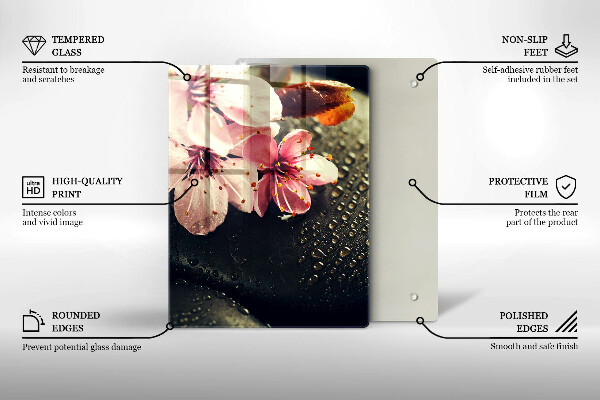 Proteção para placa de indução Flores pedras zen