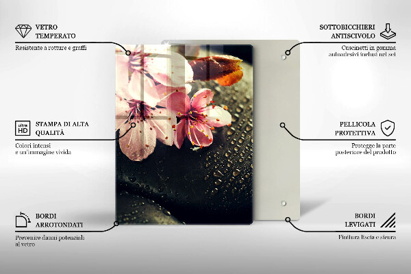Proteção para placa de indução Flores pedras zen