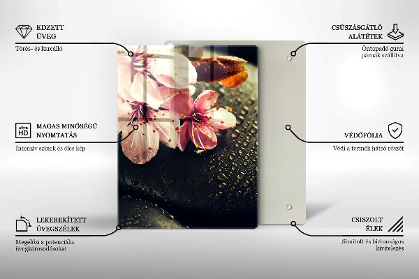 Proteção para placa de indução Flores pedras zen