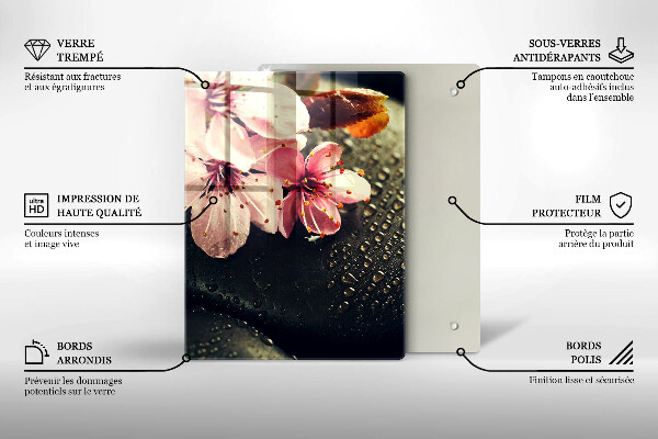 Proteção para placa de indução Flores pedras zen