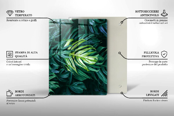 Protetor de placa de indução Folhas de monstera selvagem
