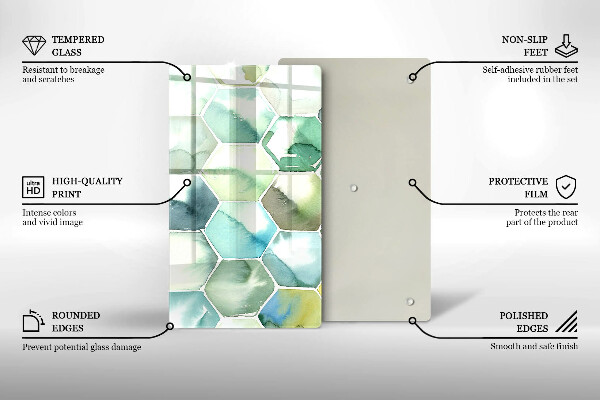 Protetor de placa de indução Hexágonos em aquarela