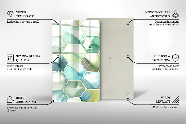 Protetor de placa de indução Hexágonos em aquarela