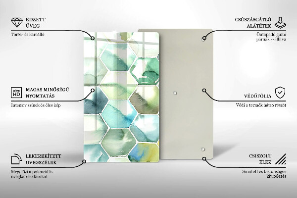 Protetor de placa de indução Hexágonos em aquarela