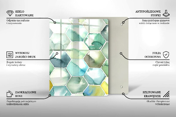 Protetor de placa de indução Hexágonos em aquarela