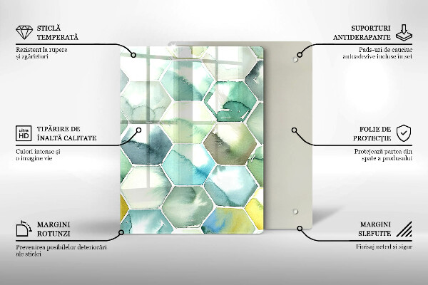 Protetor de placa de indução Hexágonos em aquarela