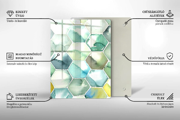 Protetor de placa de indução Hexágonos em aquarela