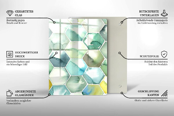 Protetor de placa de indução Hexágonos em aquarela