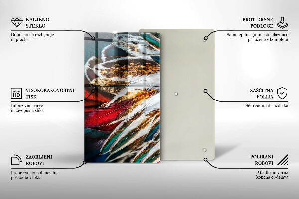 Proteção para placa de indução penas de pássaros boho