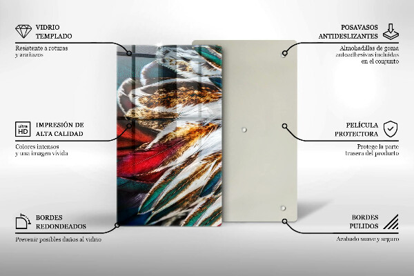 Proteção para placa de indução penas de pássaros boho