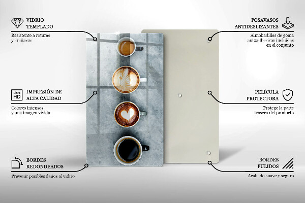 Protetor de bancada Cozinha - xícaras de café