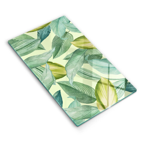 Proteção para placa de indução Folhas tropicais verdes