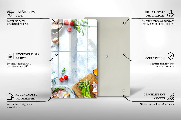 Protetor de placa de indução Ingredientes na cozinha