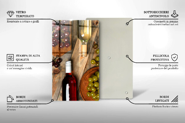 Protetor de placa de indução Garrafas de vinho e uvas