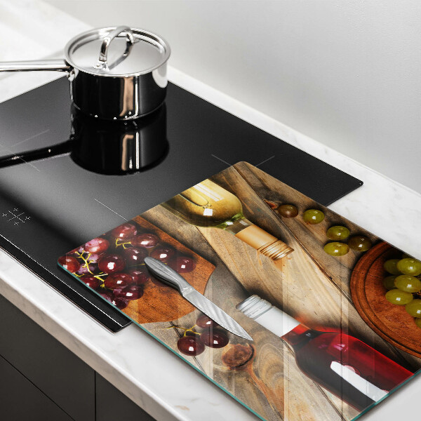 Protetor de placa de indução Garrafas de vinho e uvas