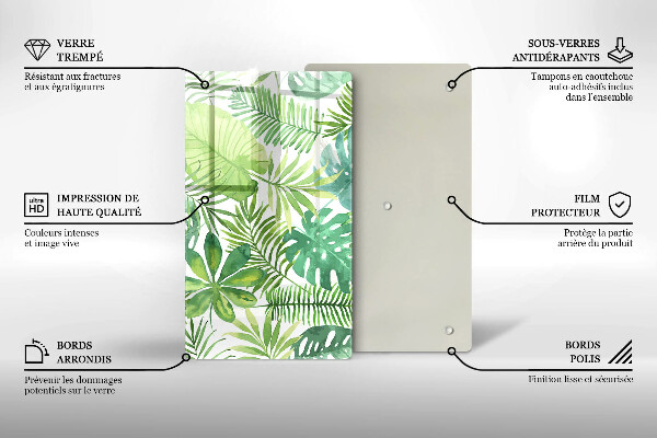 Protetor de bancada Folhas boho em aquarela