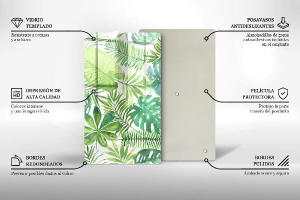 Protetor de bancada Folhas boho em aquarela