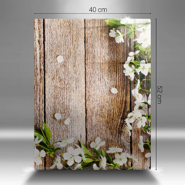 Protetor de bancada Flores brancas nas tábuas