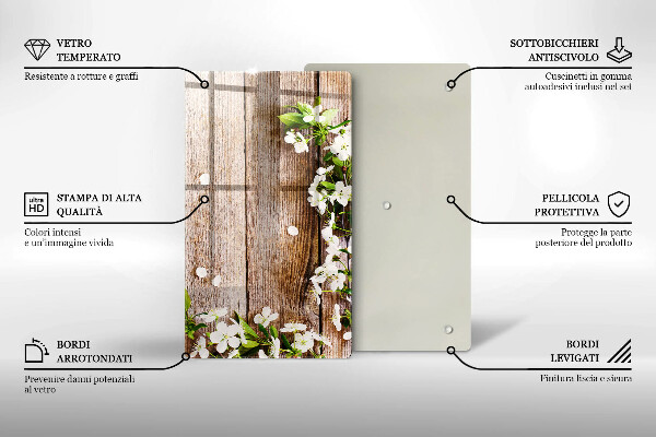 Protetor de bancada Flores brancas nas tábuas