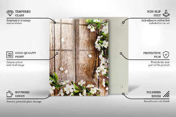 Protetor de bancada Flores brancas nas tábuas