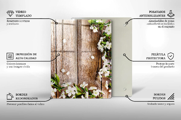 Protetor de bancada Flores brancas nas tábuas