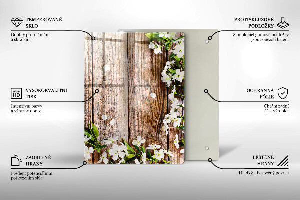 Protetor de bancada Flores brancas nas tábuas