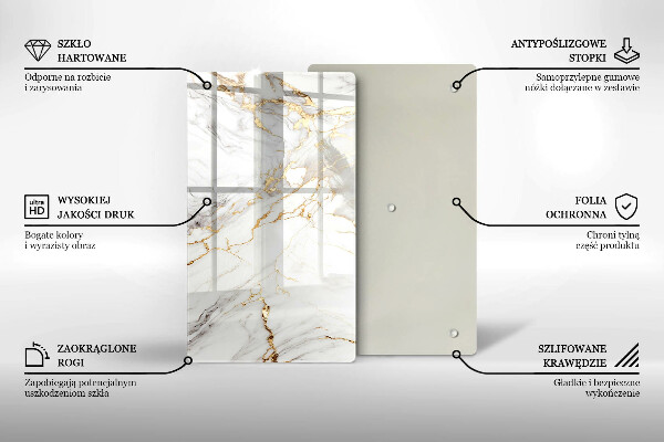 Proteção para placa de indução Mármore claro com dourado