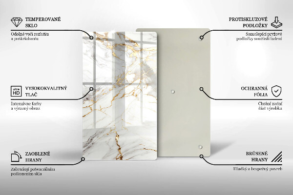 Proteção para placa de indução Mármore claro com dourado