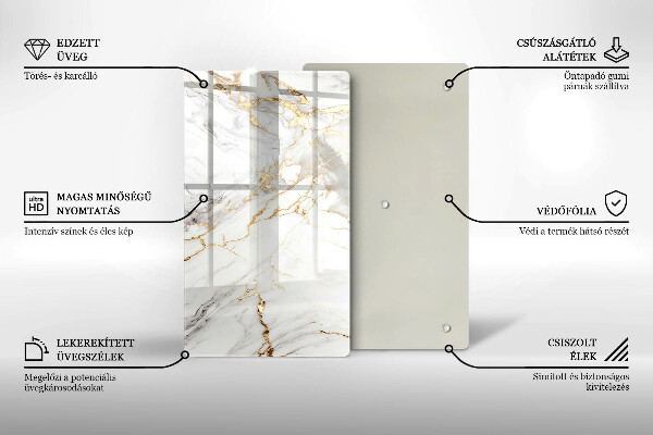 Proteção para placa de indução Mármore claro com dourado