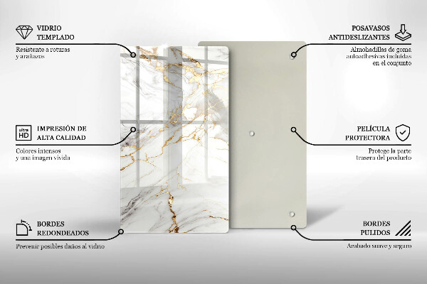 Proteção para placa de indução Mármore claro com dourado
