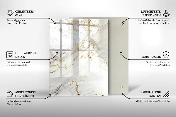 Proteção para placa de indução Mármore claro com dourado