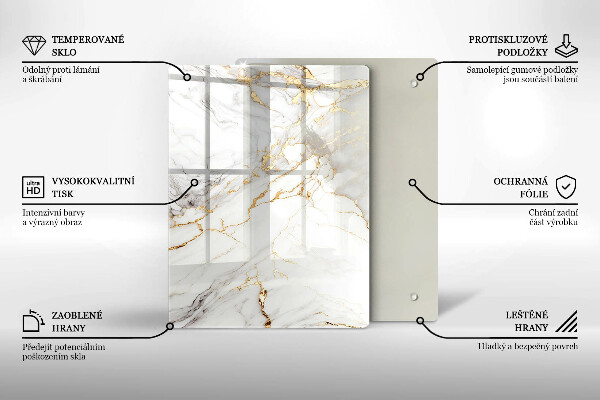 Proteção para placa de indução Mármore claro com dourado