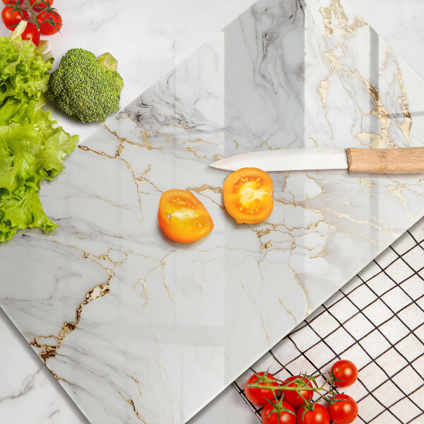 Proteção para placa de indução Mármore claro com dourado