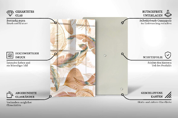 Protetor de placa de indução Penas e folhas Boho