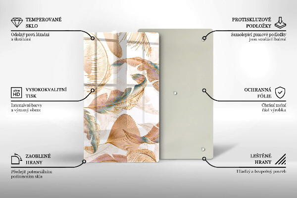 Protetor de placa de indução Penas e folhas Boho